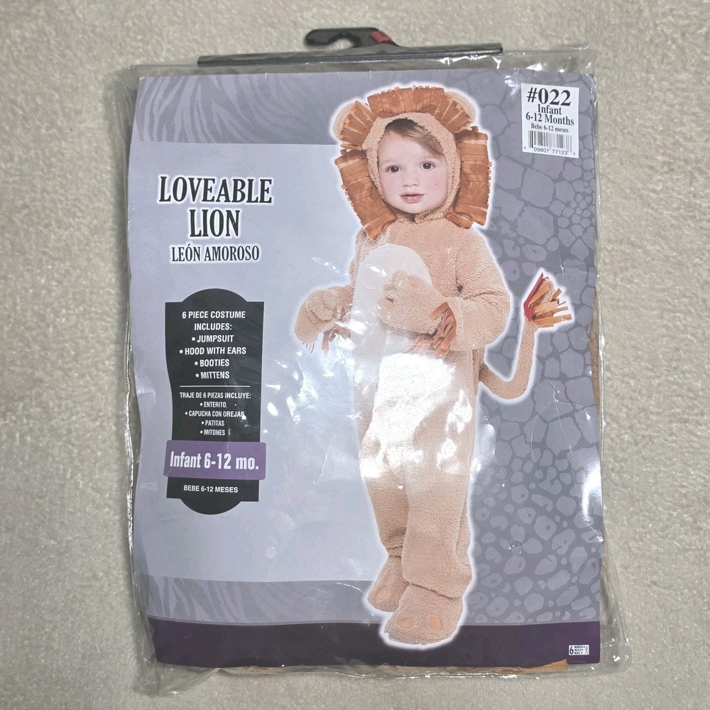 Loveable Lion Infant Costume 6-12 Months 6 Piece Halloween Dress Up